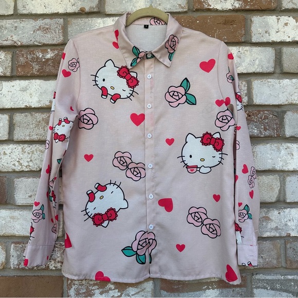 Hello Kitty Long Sleeved Button Down Collared Shirt - Picture 1 of 7